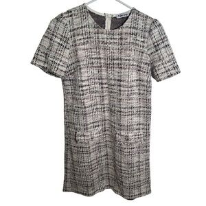 Love Ady Boucle Tweed Shift Dress Ivory Multi Metallic